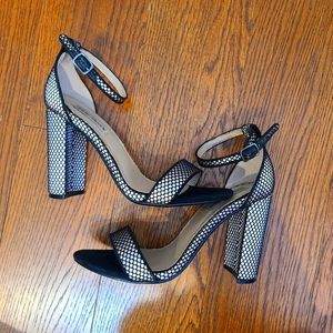 Steve Madden Carrson Black Mesh Ankle Strap Heels Size 8
